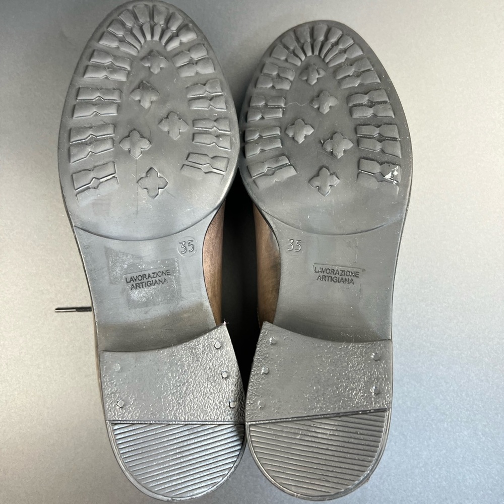 Lavorazione Artigiana Avitto Leather Oxford Shoe Metallic Snake Print Block Heel - Picture 7 of 15